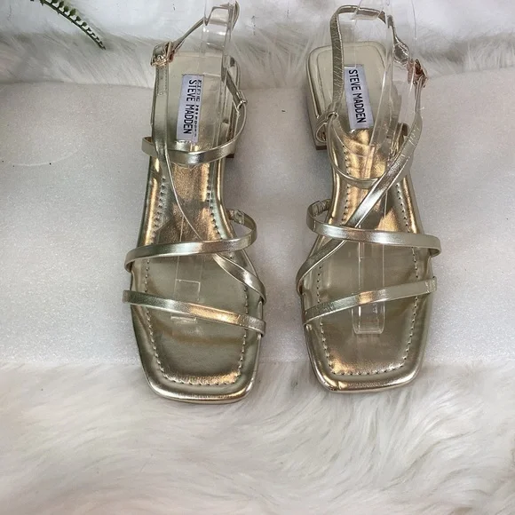 NWOT Steve Madden Criss Cross Sandals STEVE MADDEN TACE Black Criss Cross Gold Stud Jelly Slide  main image 2